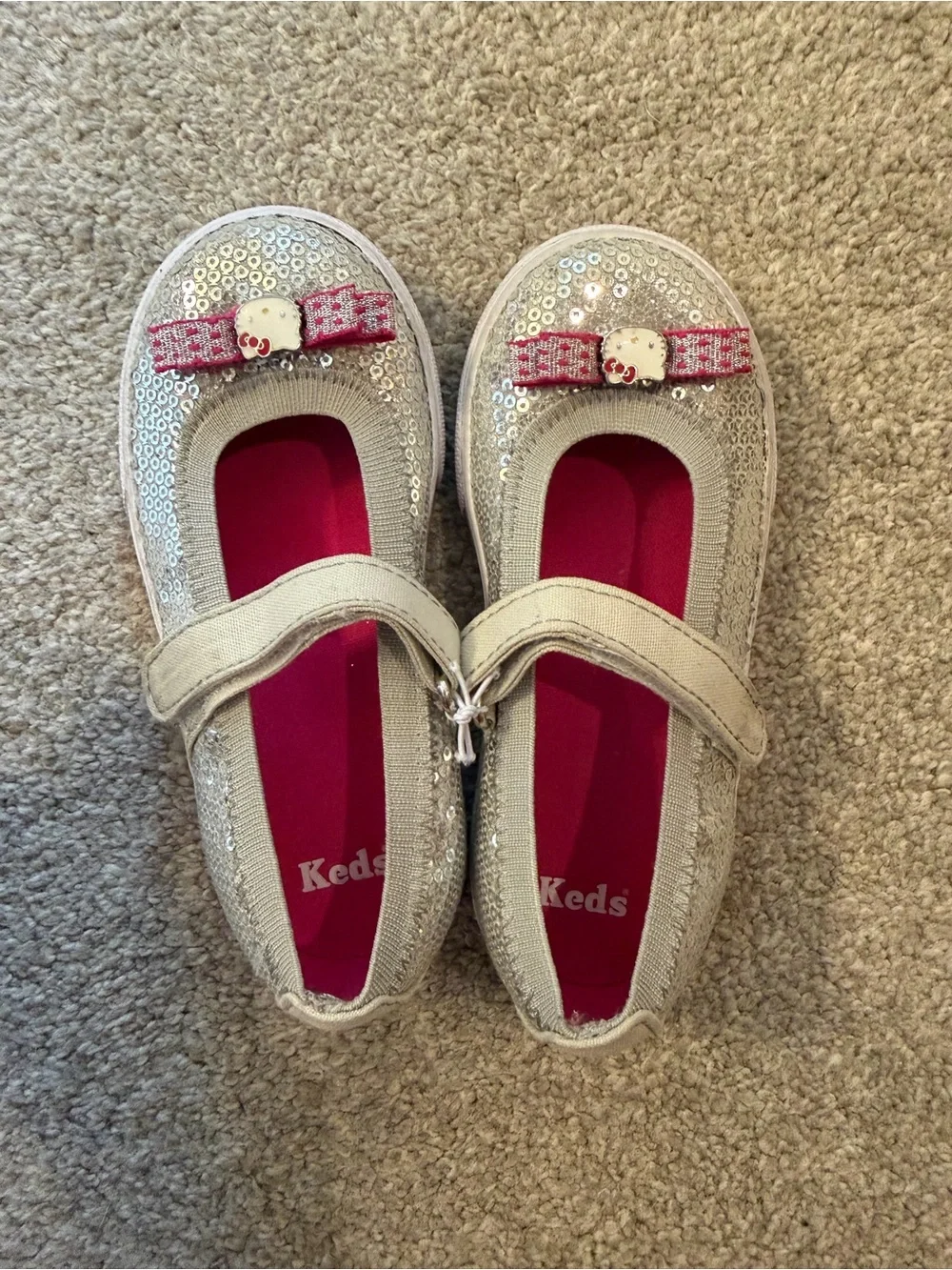 Keds x Hello Kitty Silver Sequin Glitter Mary Jane Shoes - Toddler Size 10